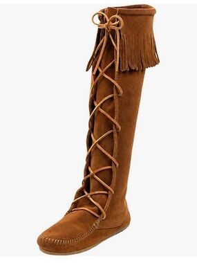 Minnetonka Knee high fringe boots